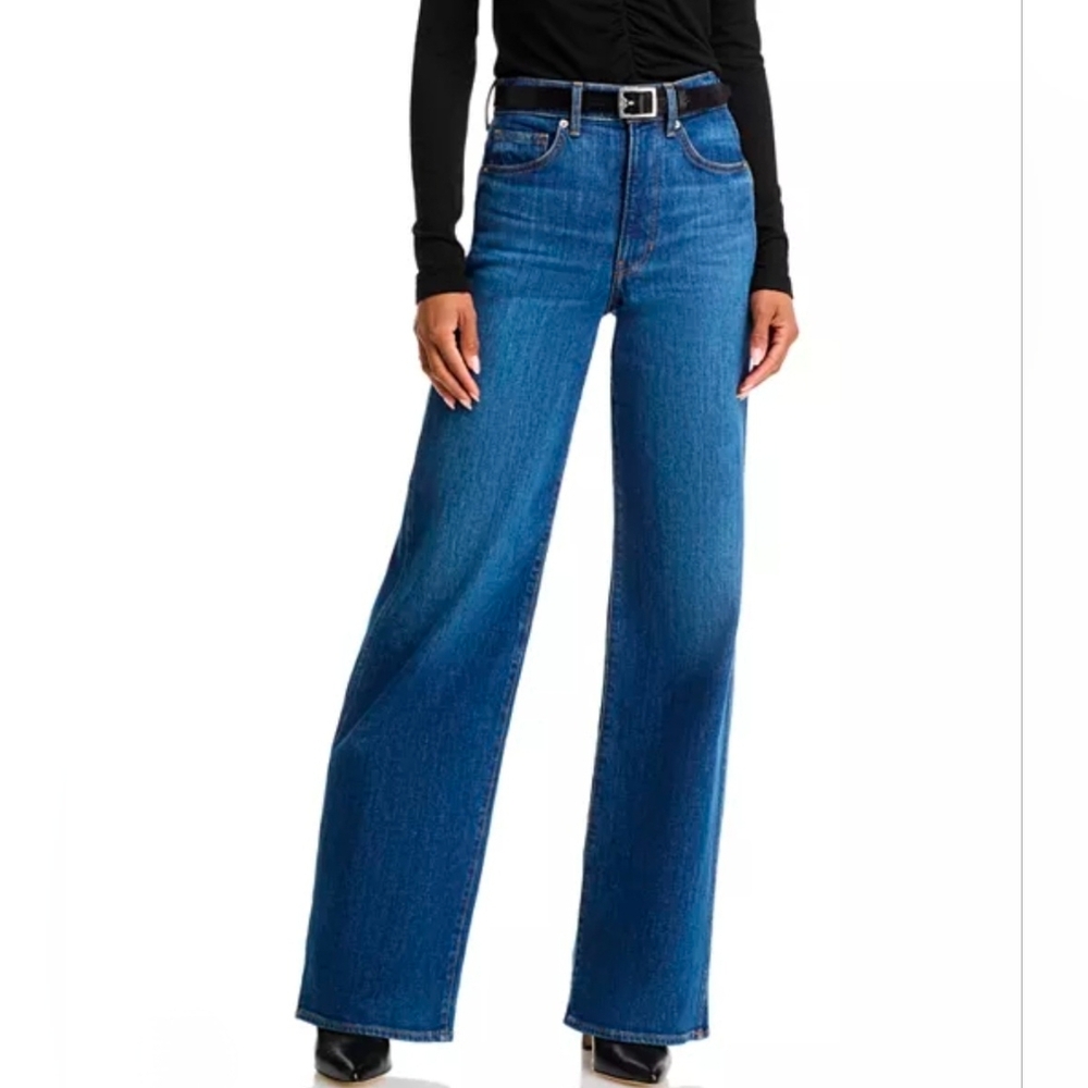 Veronica Beard Taylor High Rise Wide Leg Jeans Size 26 NWT $298 Bright Blue